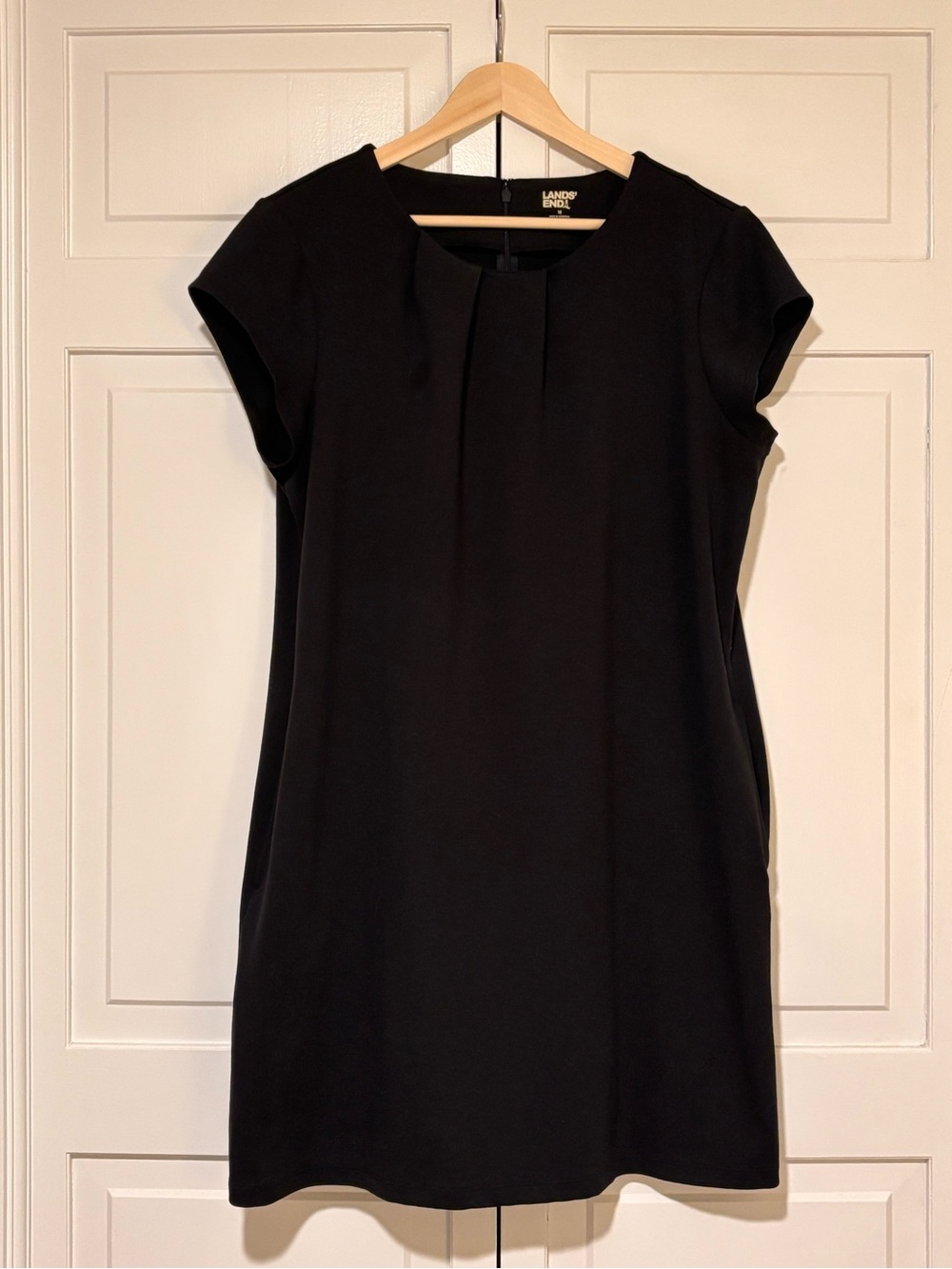 Lands' End Women’s Short Sleeve Ponte Dress in Black